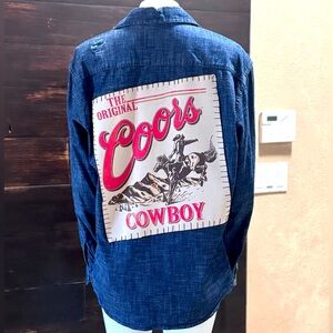 Coors Cowboy Button-Up Denim Oversized Shirt Jacket – Classic Western Charm
